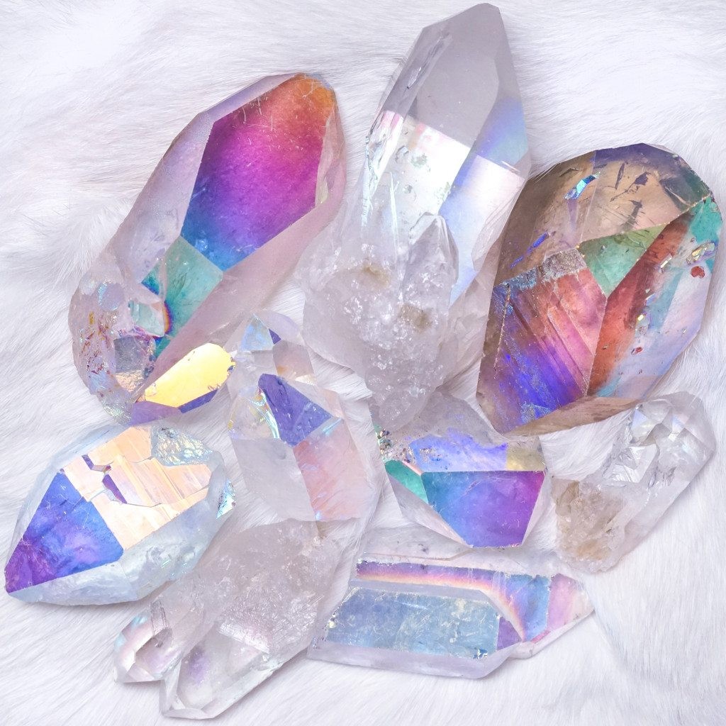 opal aura quartz points