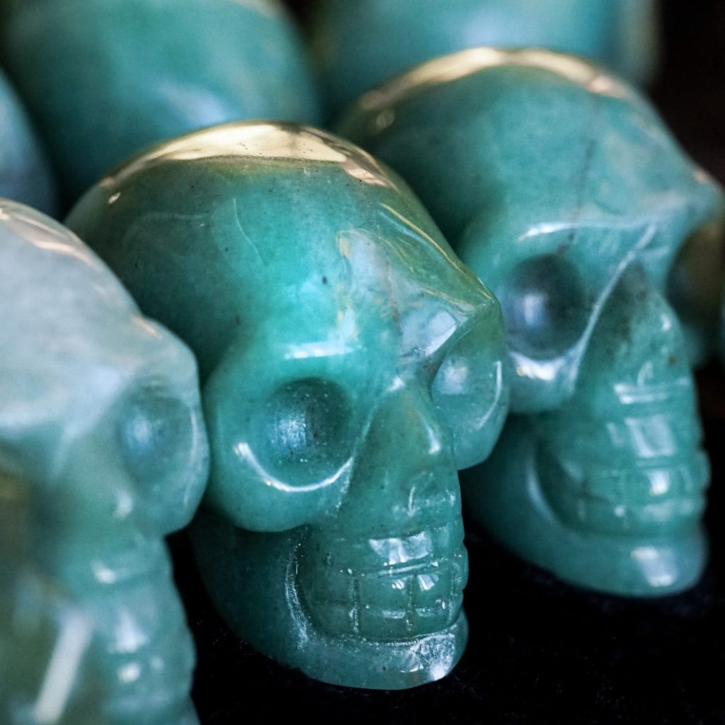 Green aventurine skulls