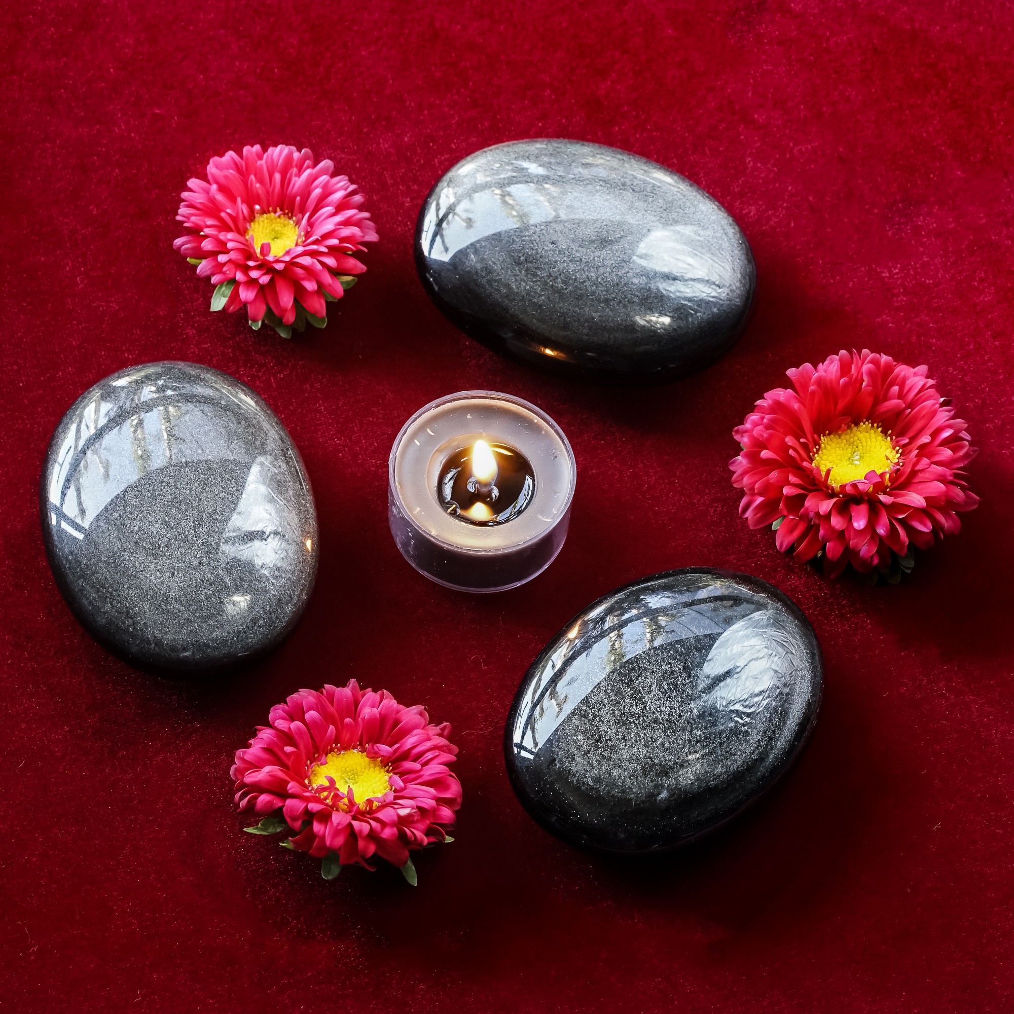 silver sheen obsidian palm stones