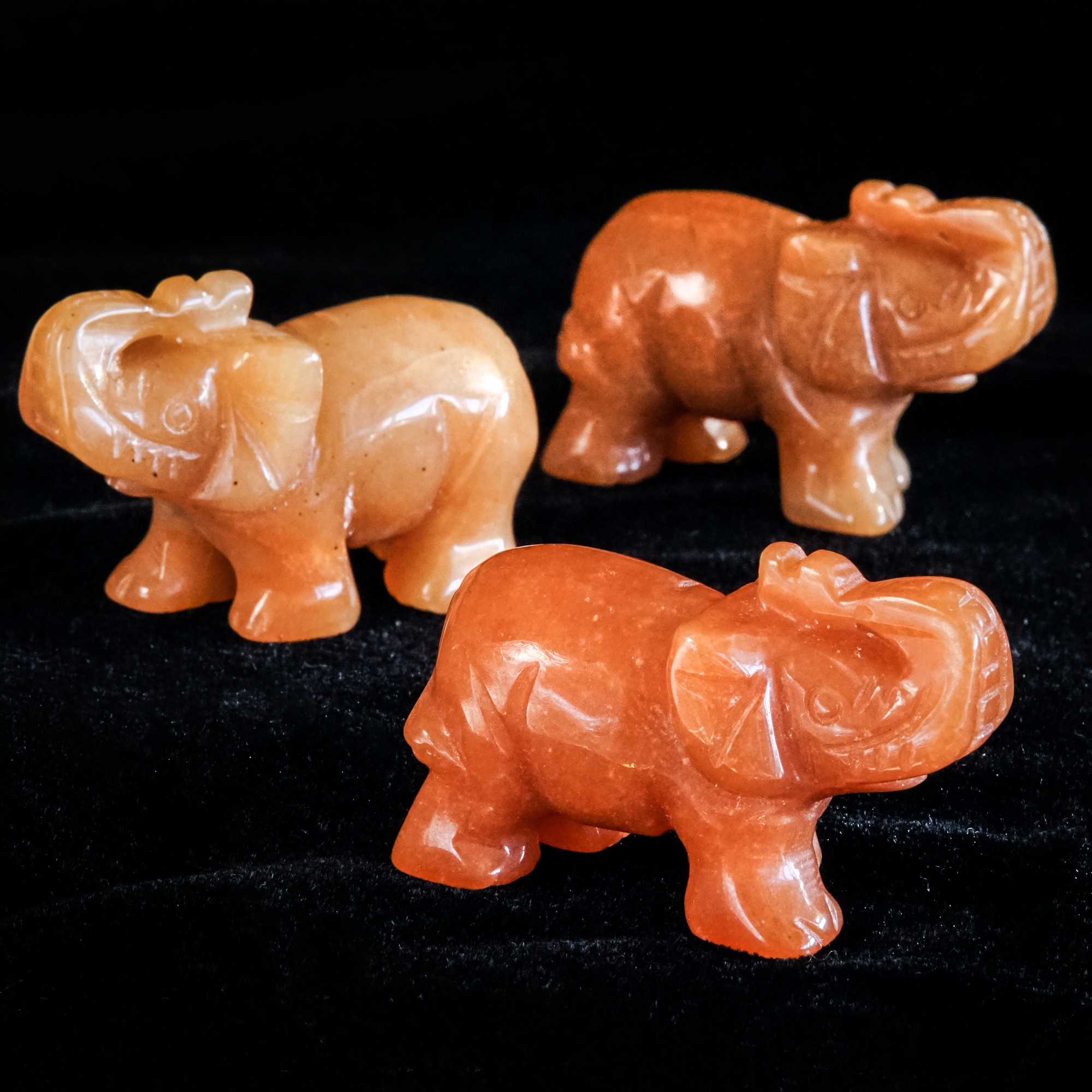 Red Aventurine Elephants for determined confidence and creativity