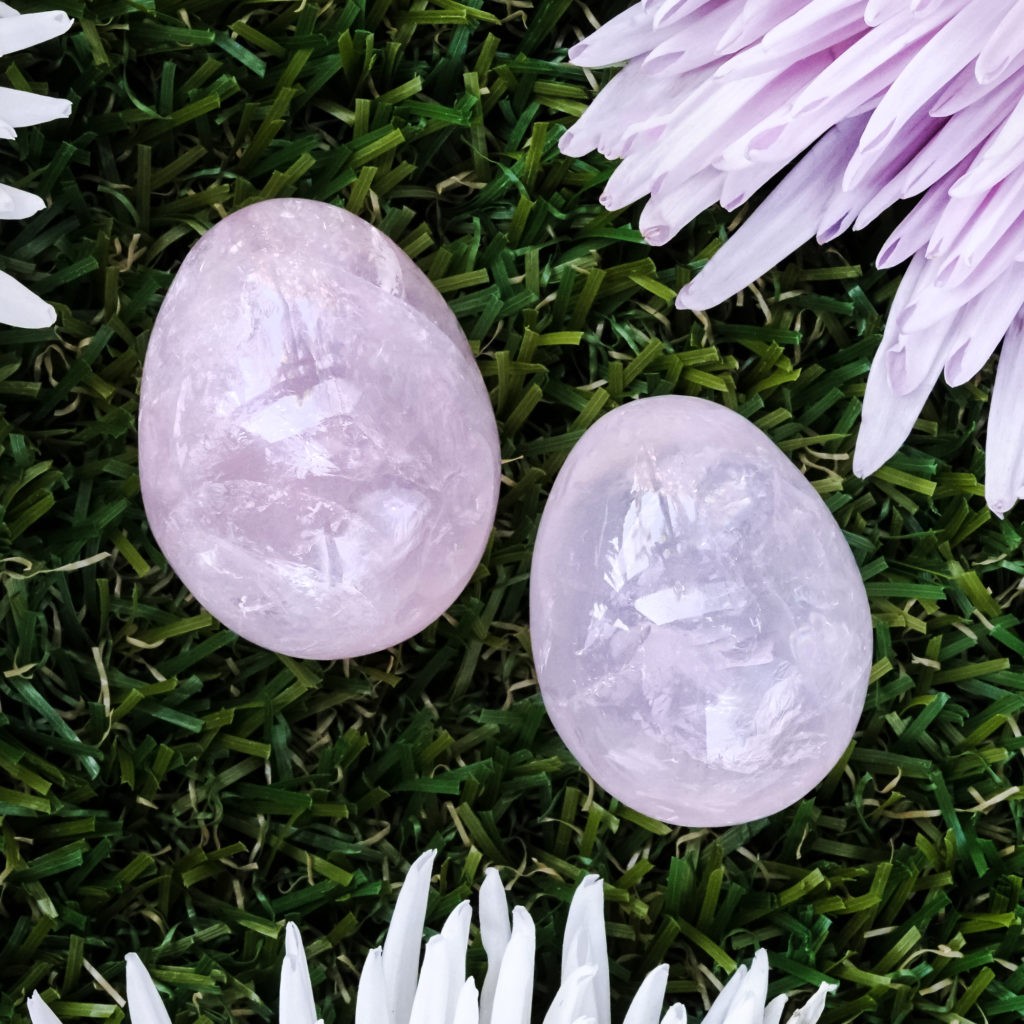 Large Rose Quartz Eggs for love, heart healing, and fertility