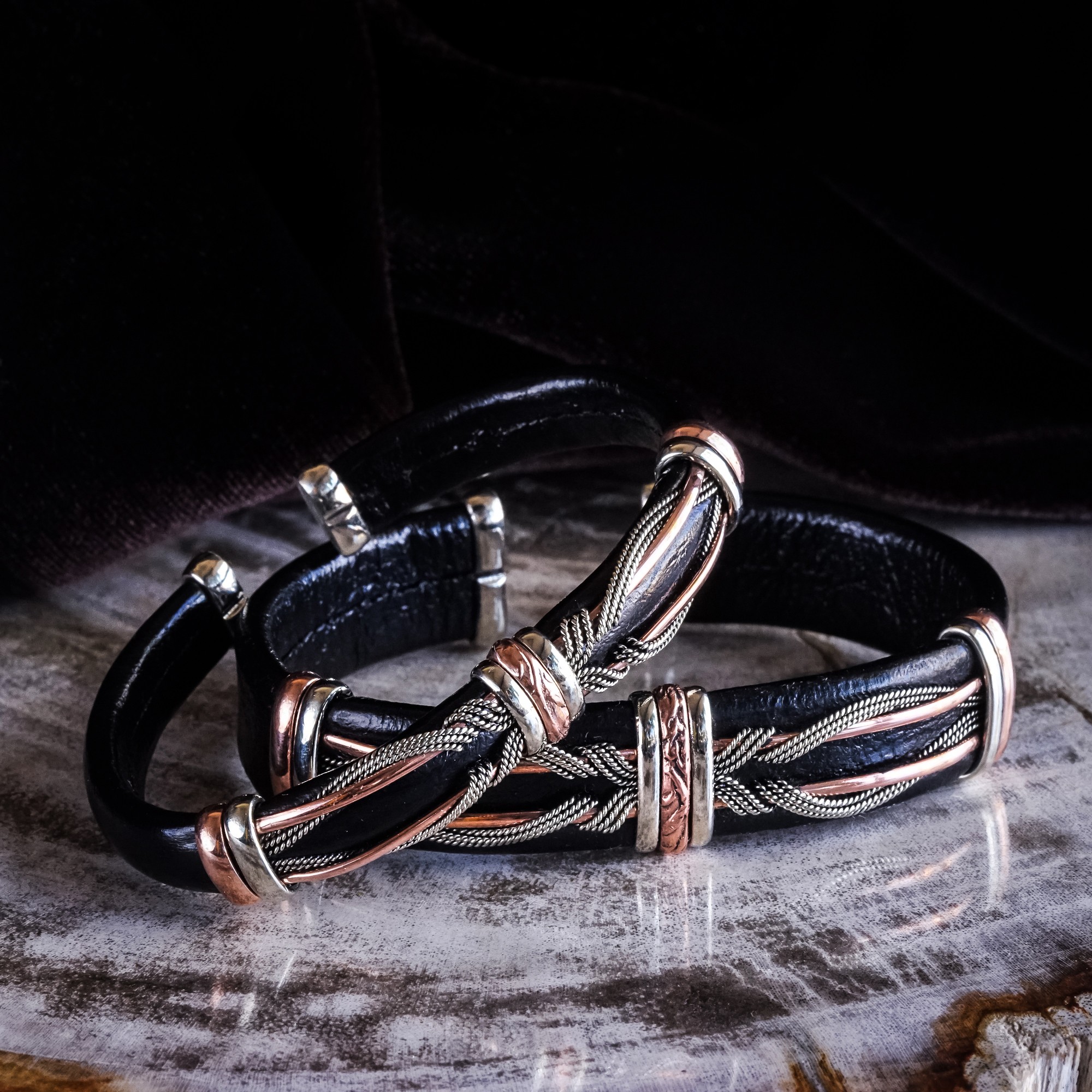 Leather Bracelet Labradorite Arm Cuff Leather Wristband -  Israel