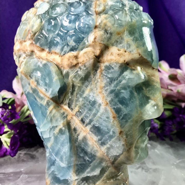 Blue Lemurian Calcite Buddha Head