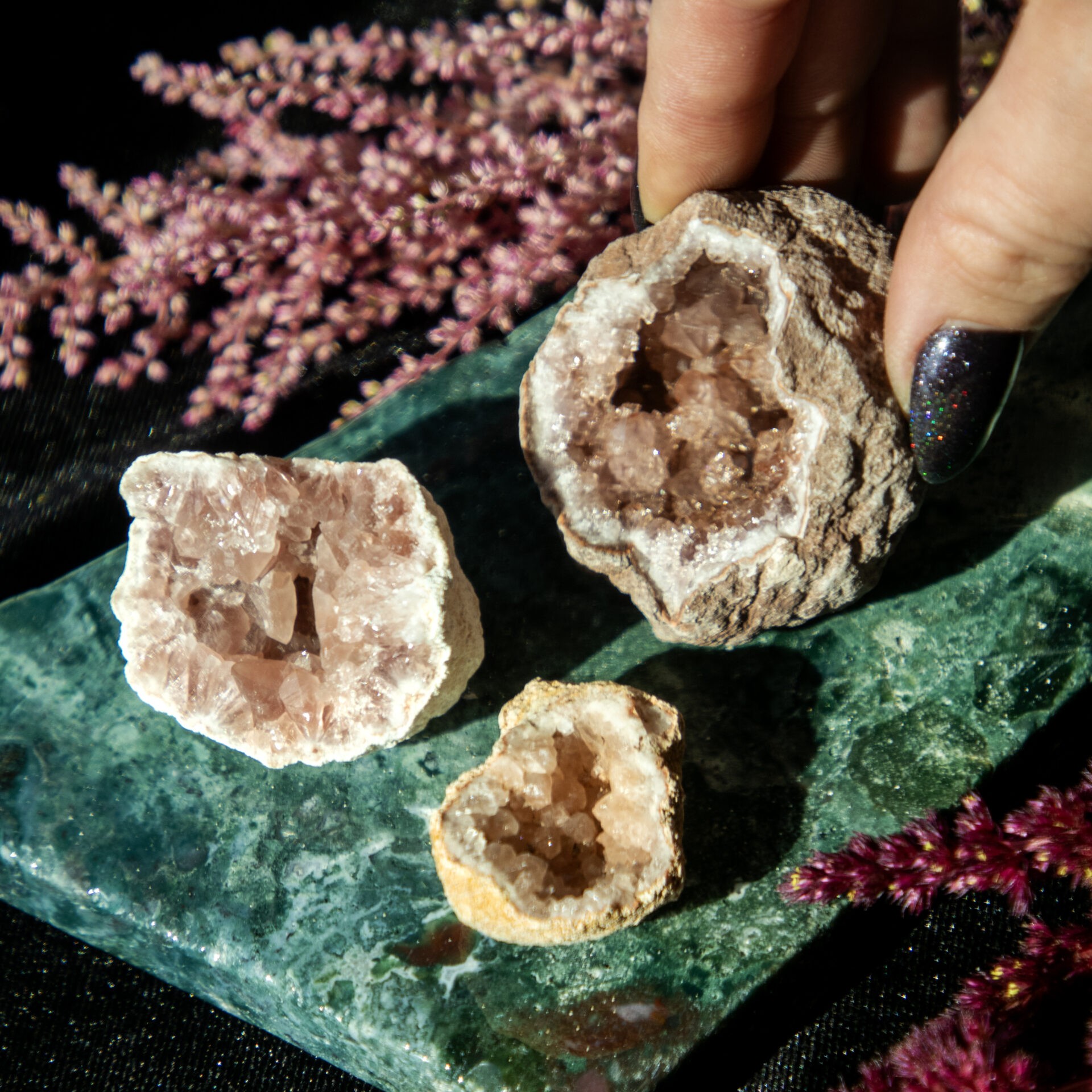 Geode Heart Crystal Candle Rose Quartz (Pink)