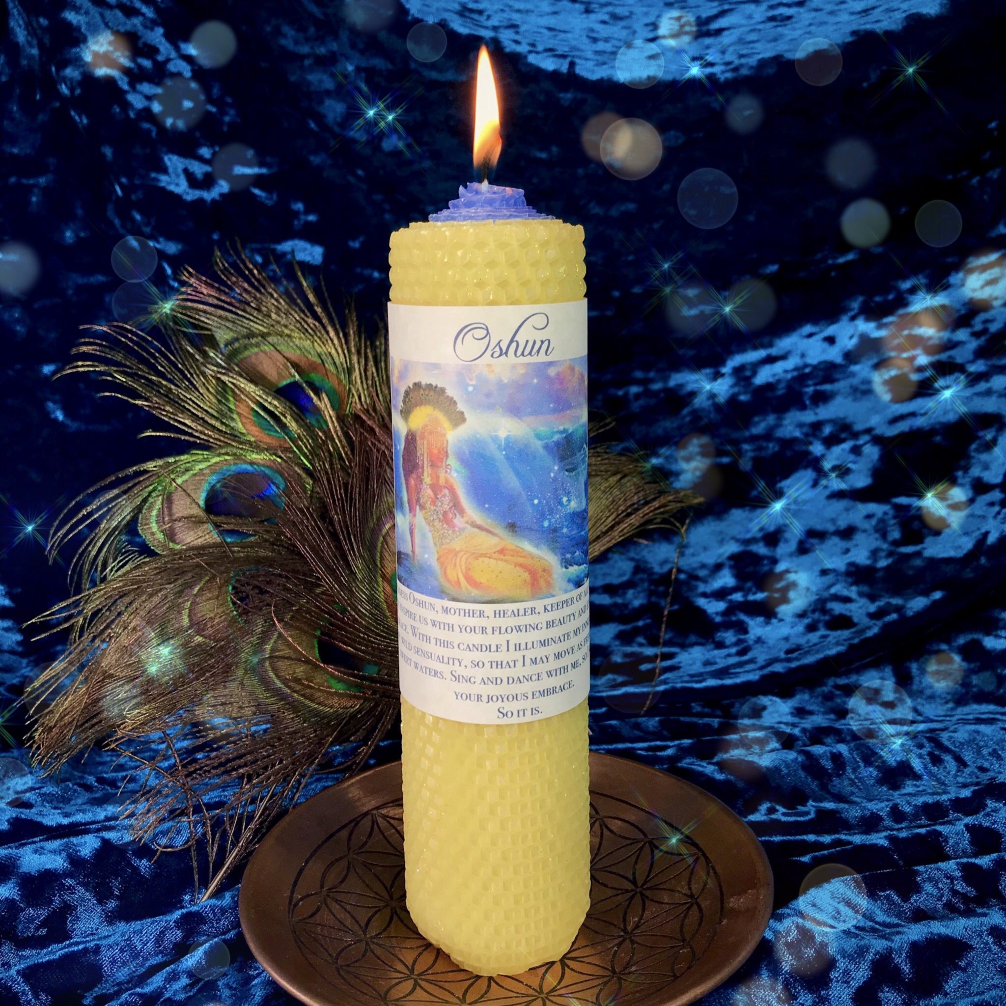 Sage Goddess Oshun Beeswax Intention Candle for healing and fertility image