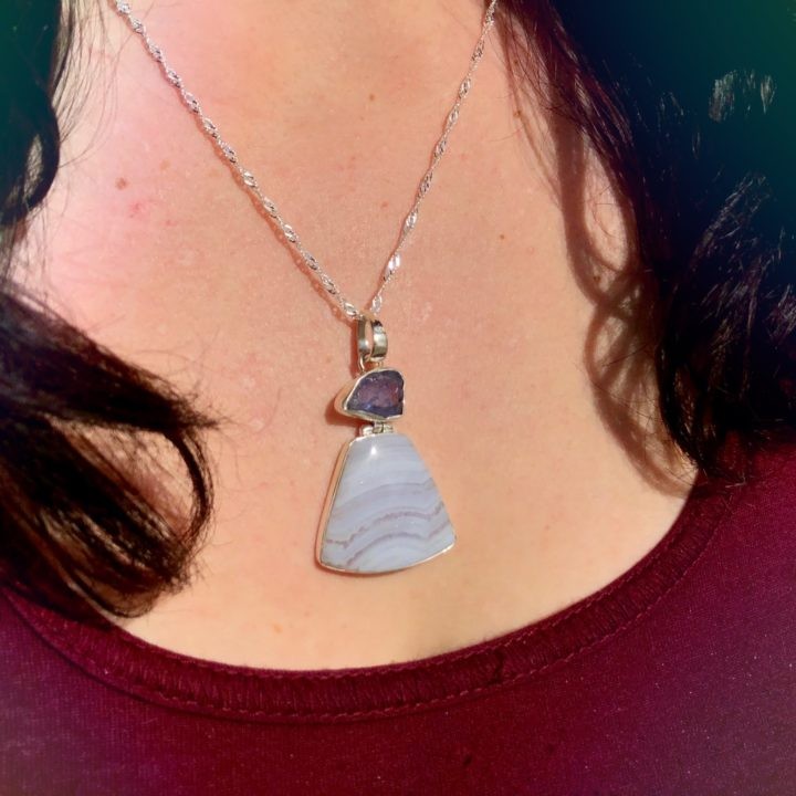 Intuitive Awakening Blue Lace Agate and Tanzanite Pendants 2of3_11_28