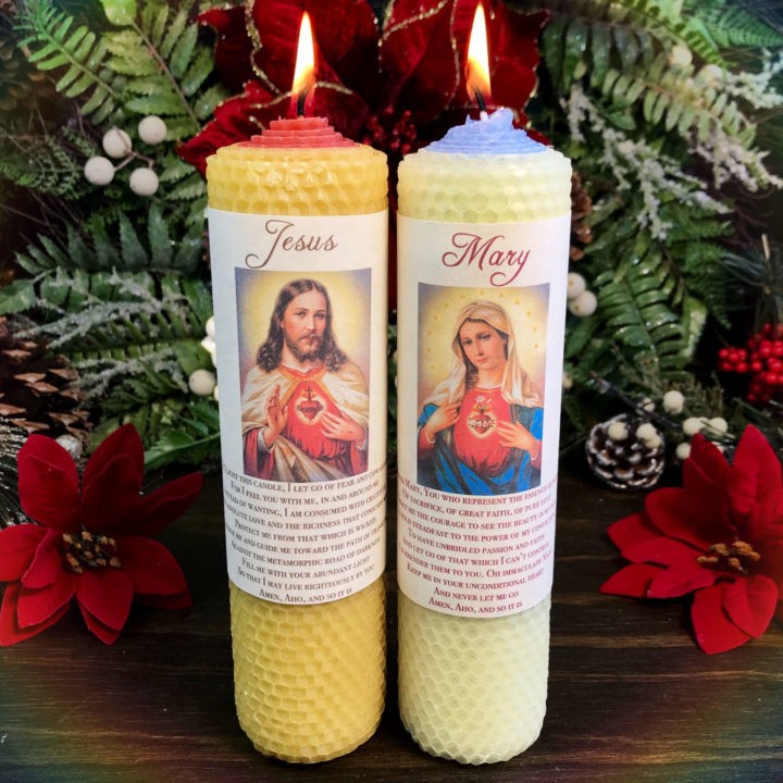 Jesus and Mary Beeswax Intention Candle Duo