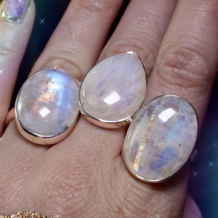 Sterling Silver Rainbow Moonstone Ring and Rainbow Moonstone Perfume Duo