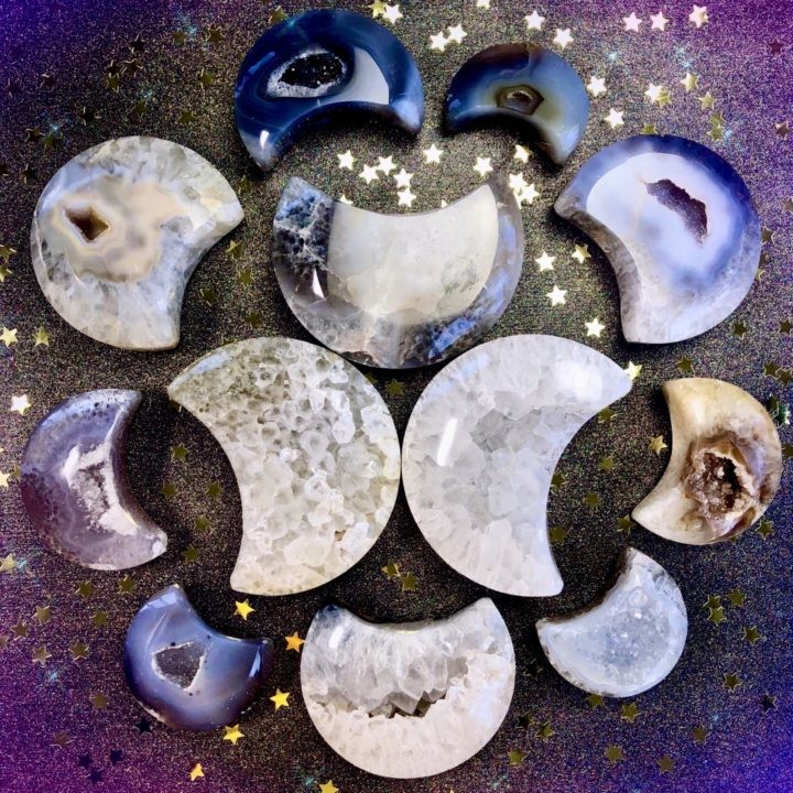 Emotional Healing Agate Geode Moons