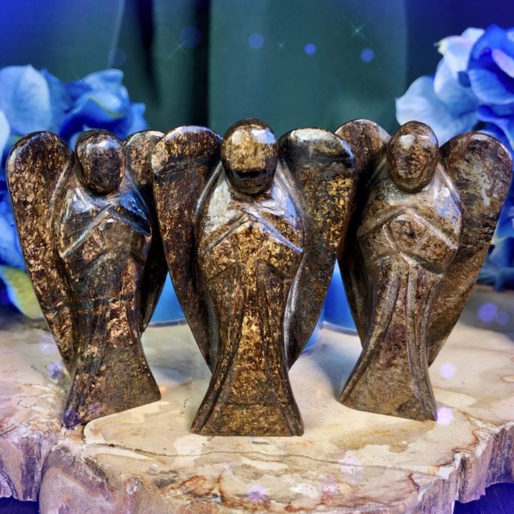 Graceful Surrender Bronzite Angels with Releasing Intention Tea Lights
