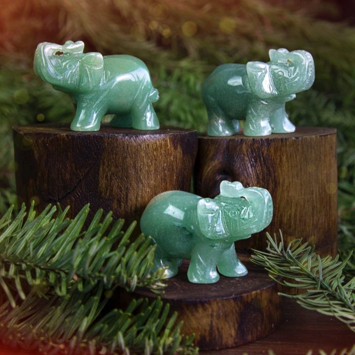 Green Aventurine Lucky Elephants