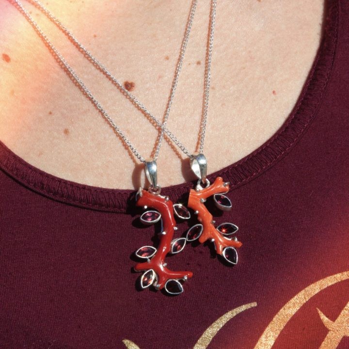 Garnet and Coral Life Force Pendants