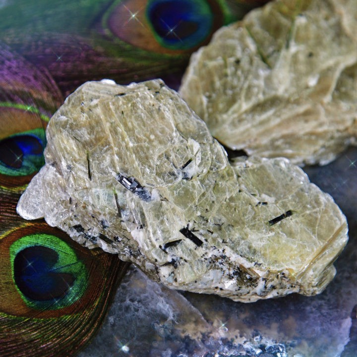 Golden Mica with Black and Green Tourmaline