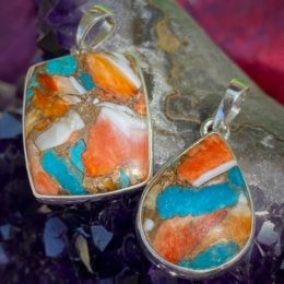 Turquoise and Spiny Oyster Pendants