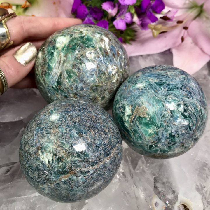 Blue and Green Kyanite Spheres