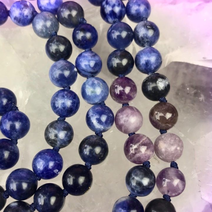 Sodalite, Lepidolite, and Amethyst Rest and Relax without Fear Malas