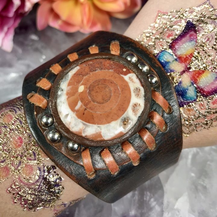 Timor Ammonite Leather Bracelet Band