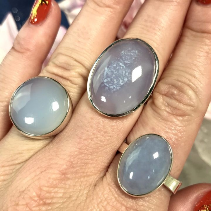Blue Chalcedony Sterling Silver Rings