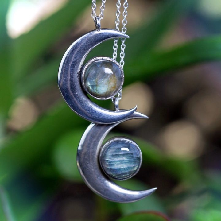 Labradorite Crescent Moon Wishing Necklaces