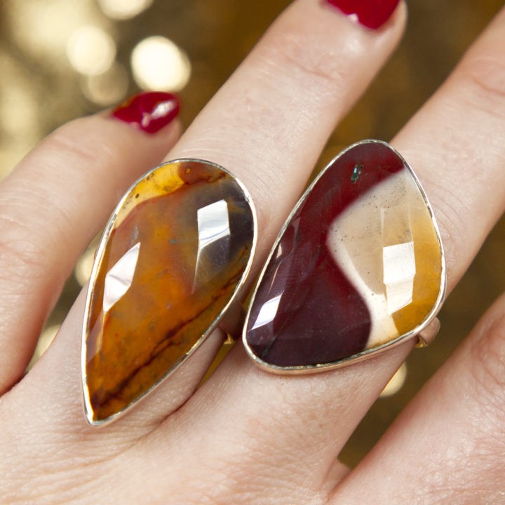 Mookaite Faceted Sterling Silver Adjustable Ring