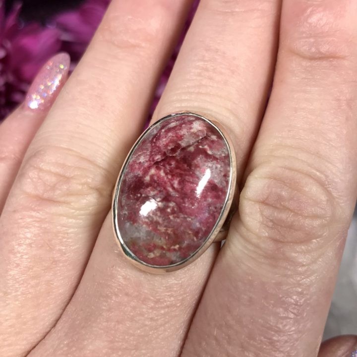 Thulite Sterling Silver Ring Size 7
