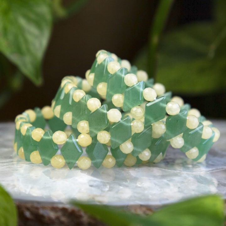 Green Aventurine and Honey Jade Bracelets