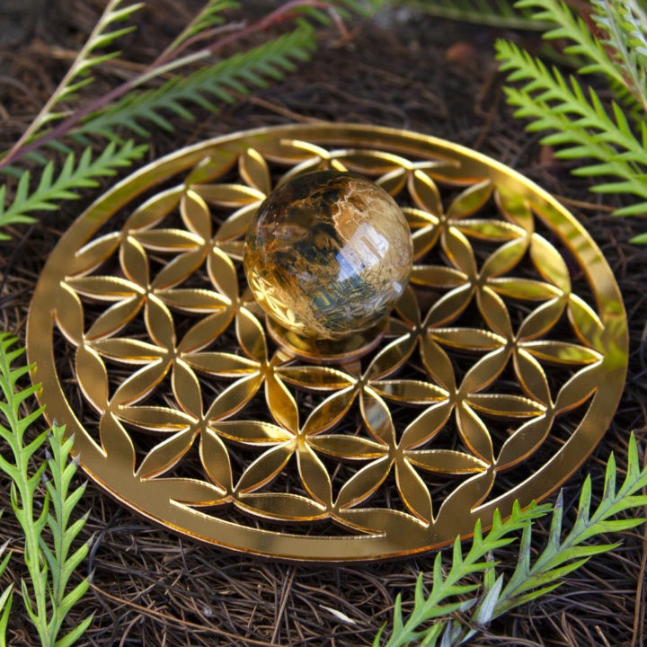 Nellite Sphere with Flower of Life Sphere Stand