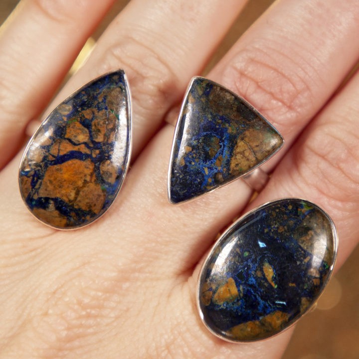 Azurite Sterling Silver Adjustable Rings