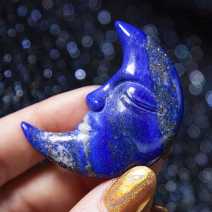 Lapis Lazuli Moon Carvings