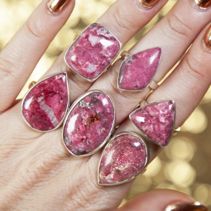 Pink Thulite Sterling Silver Adjustable Rings