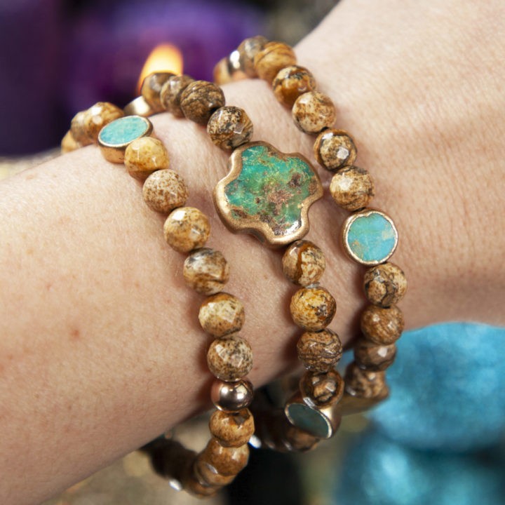 Soul Shift Faceted Picture Jasper and Turquoise Bracelets
