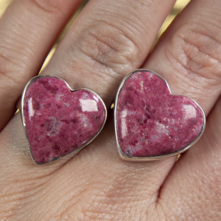 Thulite Heart Sterling Silver Ring