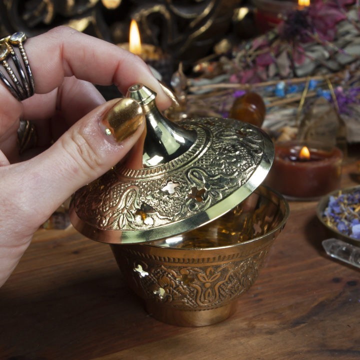 Brass Charcoal Incense Burner with Handle