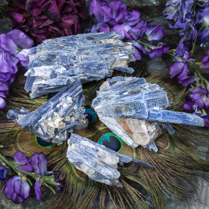 Blue Kyanite in Quartz Cluster