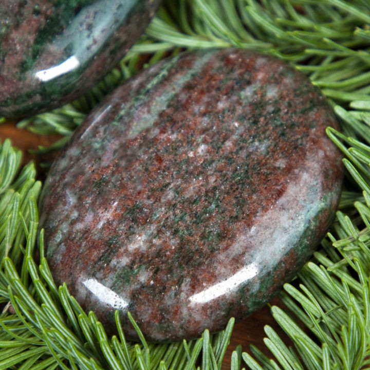 Red Andradite Garnet with Epidote Palm Stone