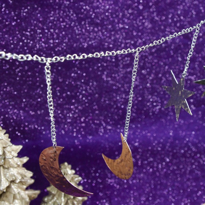 Silver and Copper Moon and Star Garland