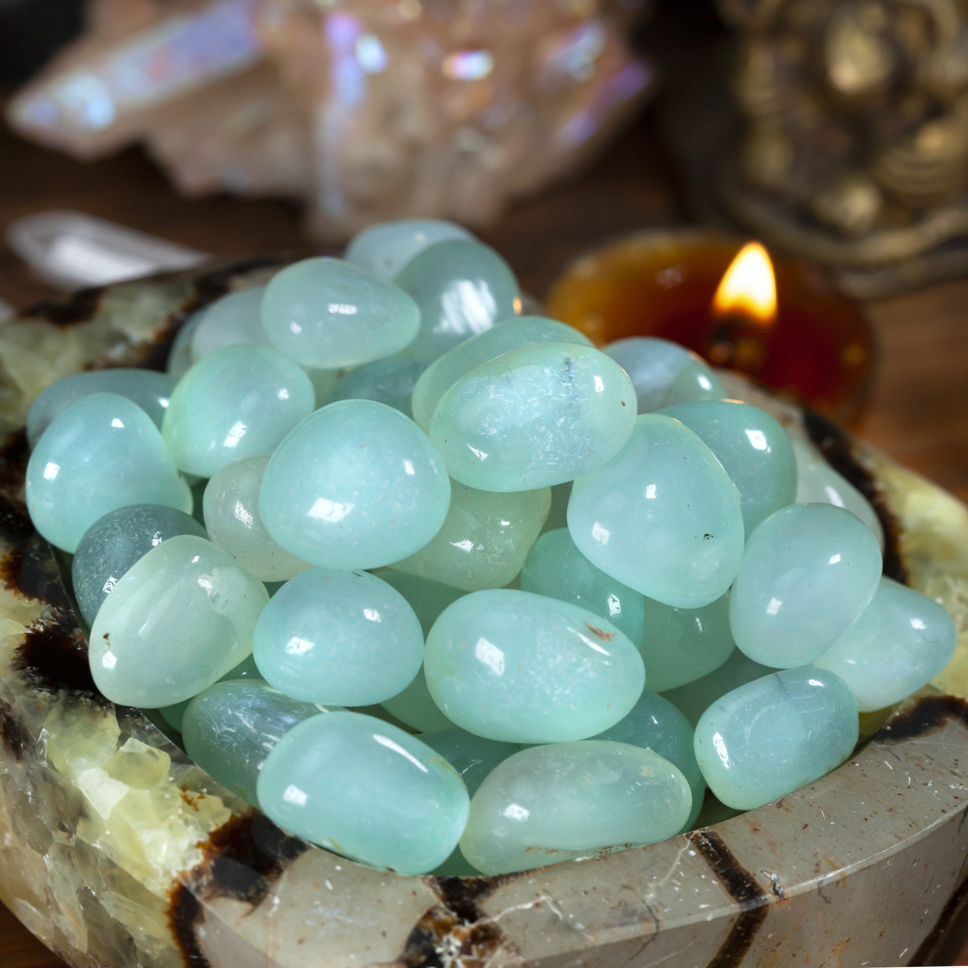 Green Mint Agate: Small Tumbled for deep protection and healing