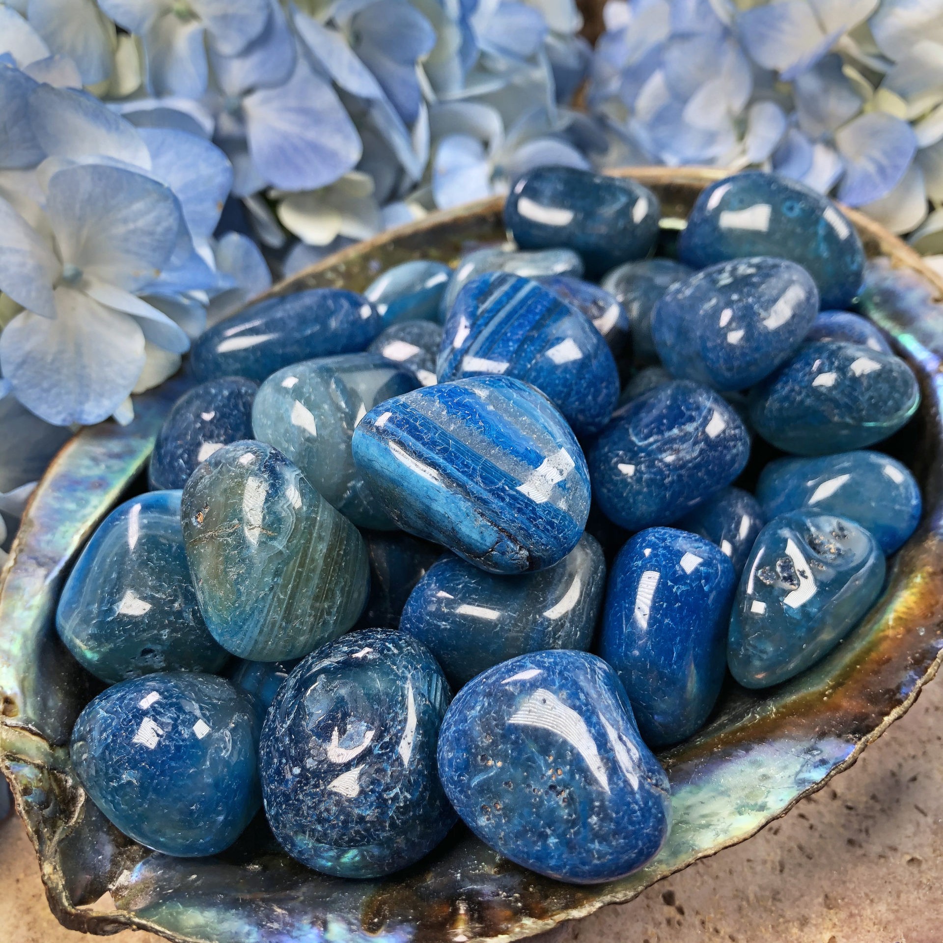 Sage Goddess Medium Tumbled Blue Agate for divine wisdom and vision