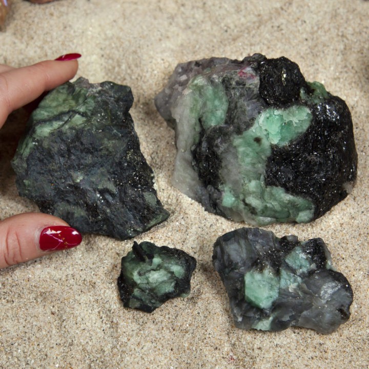 Natural Emerald with Biotite and Schist