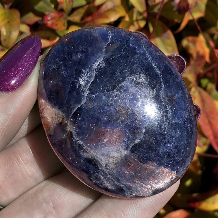 Iolite with Sunstone Lead Your Life Palm Stone