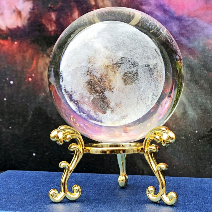 3D Floating Moon Glass Sphere with Stand