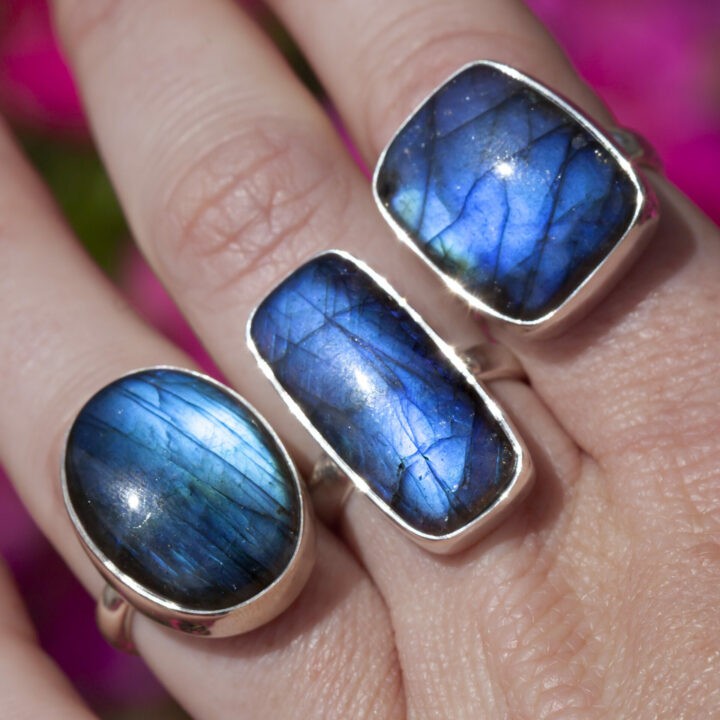 Blue Flash Labradorite New Moon Magic Ring