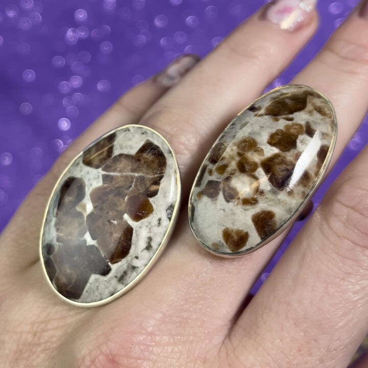 Spessartine Garnet in Limestone Adjustable Ring
