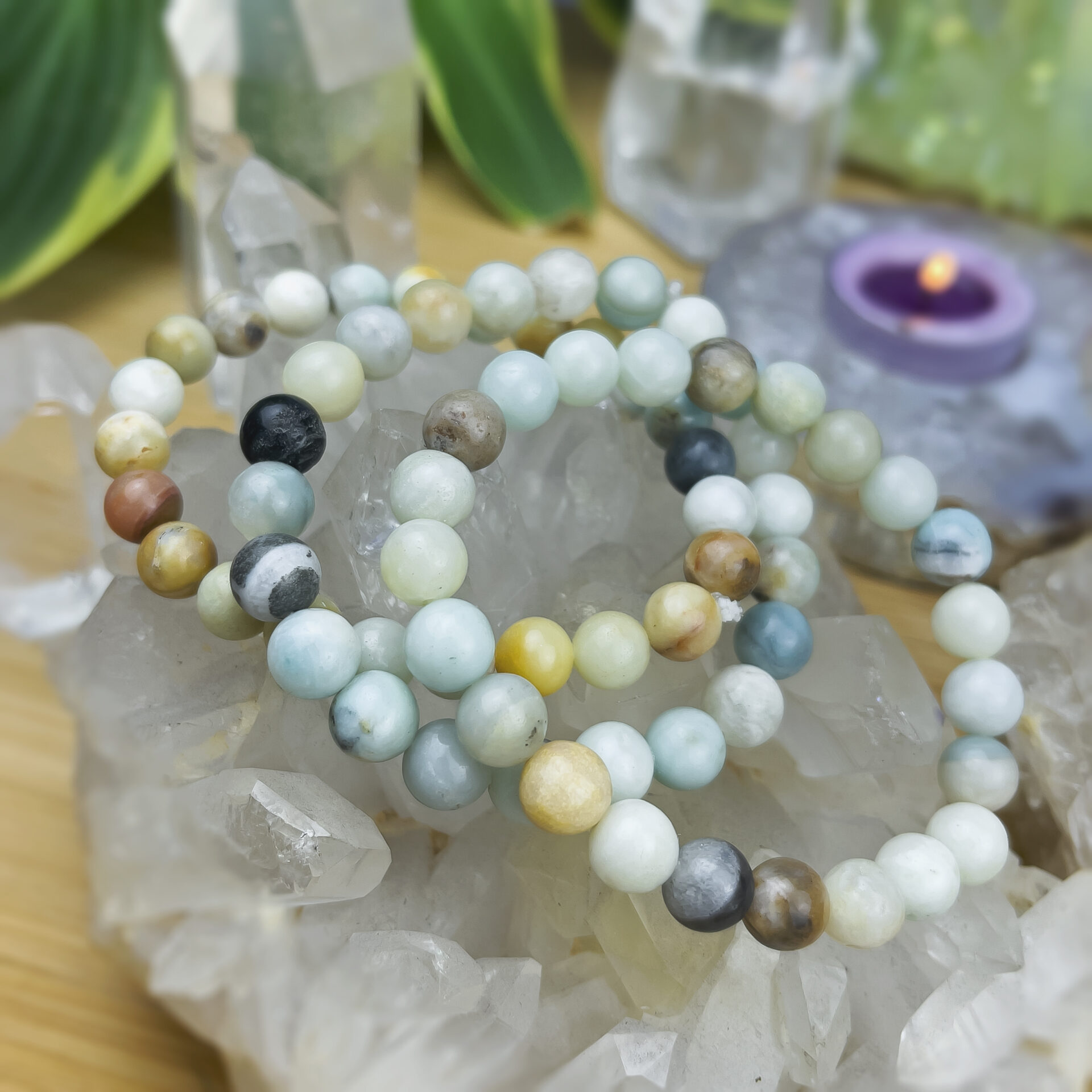 Larimar and Moonstone Bracelet Spiritual Gift Summer Jewellery|Calming Bracelet Larimar Bracelet 11mm| Love Spell Bracelet