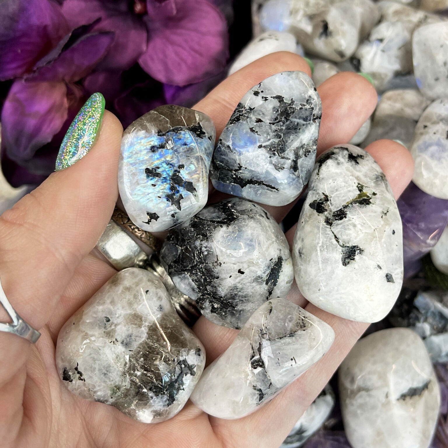 Rainbow Moonstone, Labradorite Natural Gemstone 925 Solid Sterling Sil –  Silverhub Jewelry