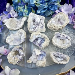Angelic Guidance White Chalcedony & Purple Fluorite Geode