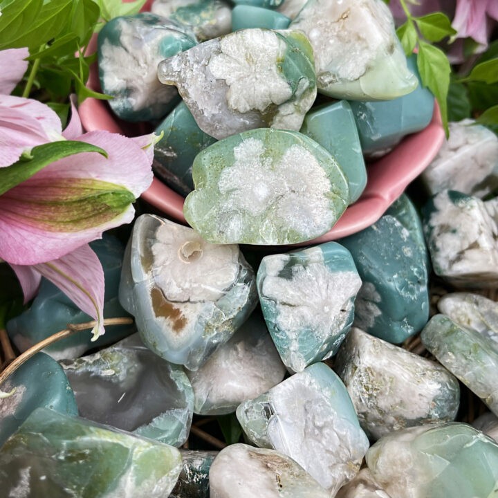 Small Tumbled Green Flower Agate