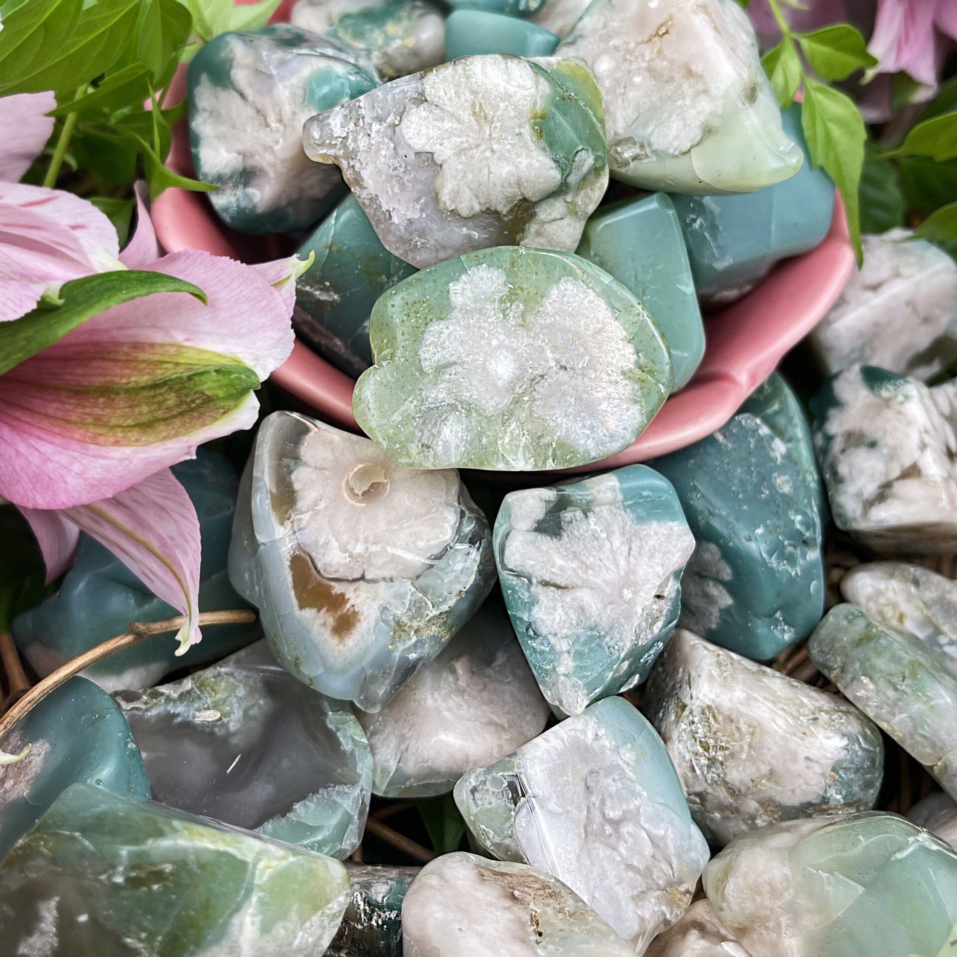 Green Flower Agate Tumbles - My Crystal Addiction