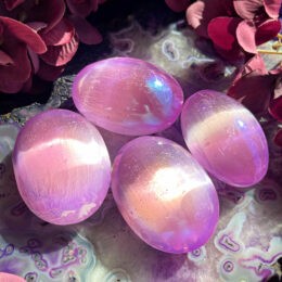 Peaceful Purple Aura Selenite Palm Stone