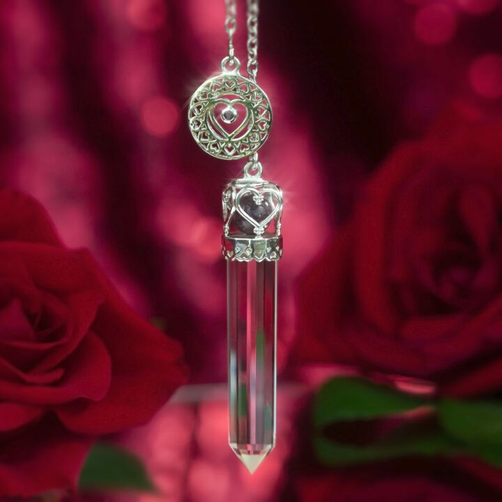 Queen of Hearts Clear Quartz and Ruby Pendulum